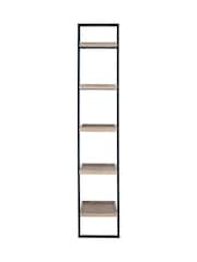 Pacific Natural Wood Veneer And Black Metal 5 Shelf Unit - Image 3 of 4