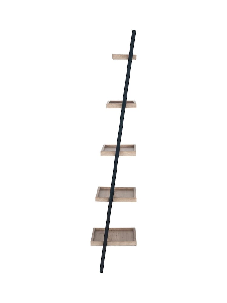 Pacific Natural Wood Veneer And Black Metal 5 Shelf Unit - Image 4 of 4