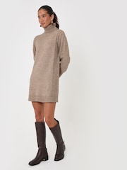 Threadbare Natural Turtle Neck Mini Jumper Dress - Image 3 of 5