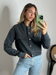 Style Cheat Grey Maryam Cropped Bomber Jacket - Image 2 of 5