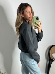 Style Cheat Grey Maryam Cropped Bomber Jacket - Image 3 of 5