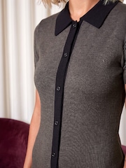 Roman Grey Knitted Button Front Dress - Image 4 of 4