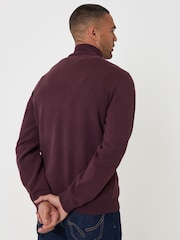 Threadbare Red Cotton Blend Knitted Quarter Zip Jumper - Image 2 of 5