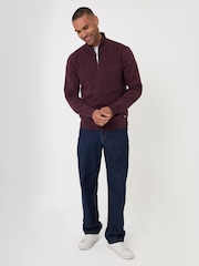 Threadbare Red Cotton Blend Knitted Quarter Zip Jumper - Image 3 of 5