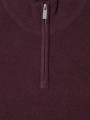 Threadbare Red Cotton Blend Knitted Quarter Zip Jumper - Image 5 of 5