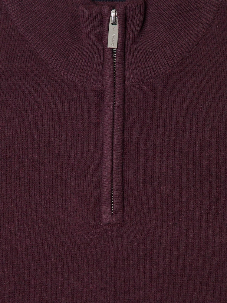 Threadbare Red Cotton Blend Knitted Quarter Zip Jumper - Image 5 of 5