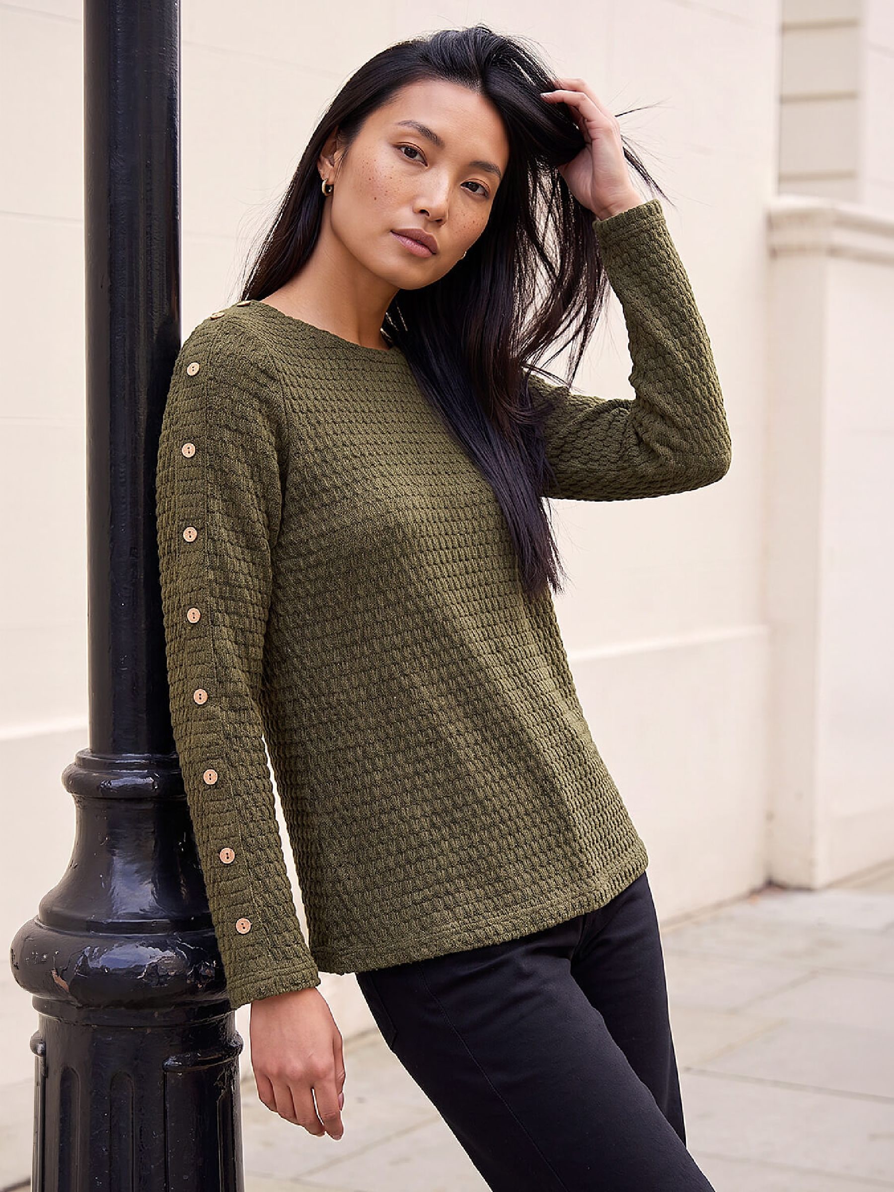 Roman Women's Khaki Textured Button Top In | : Size 18 - Image 6