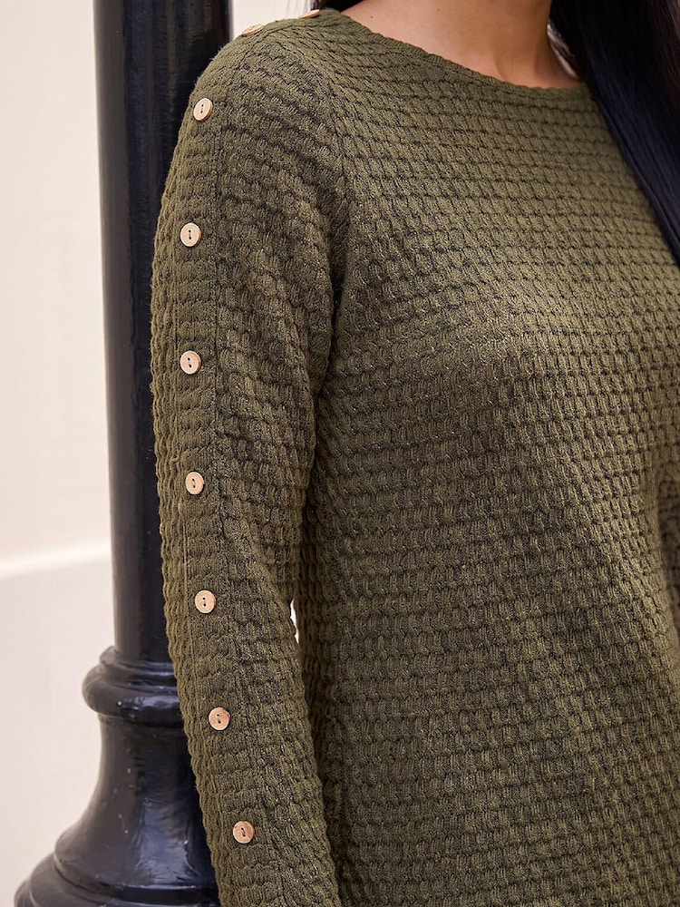 Roman Green Textured Button Top - Image 4 of 4 Roman Green Textured Button Top - Image 4 of 4