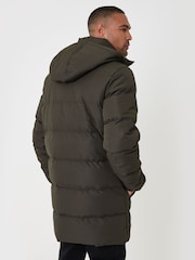 Threadbare Green Showerproof Hooded Puffer Coat with Adjustable Waist - Image 3 of 5