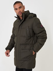 Threadbare Green Showerproof Hooded Puffer Coat with Adjustable Waist - Image 4 of 5