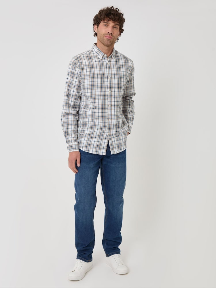 Threadbare Cream Brushed Cotton Flannel Shirt - Image 1 of 4 Threadbare Cream Brushed Cotton Flannel Shirt - Image 1 of 4