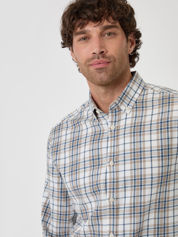 Threadbare Cream Brushed Cotton Flannel Shirt - Image 2 of 4 Threadbare Cream Brushed Cotton Flannel Shirt - Image 2 of 4