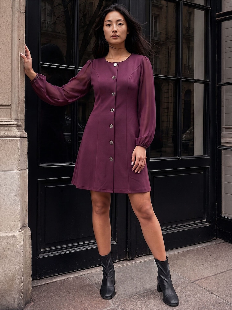 Күлгін - Roman Petite Button Dress - 4суретінің 2 суреті