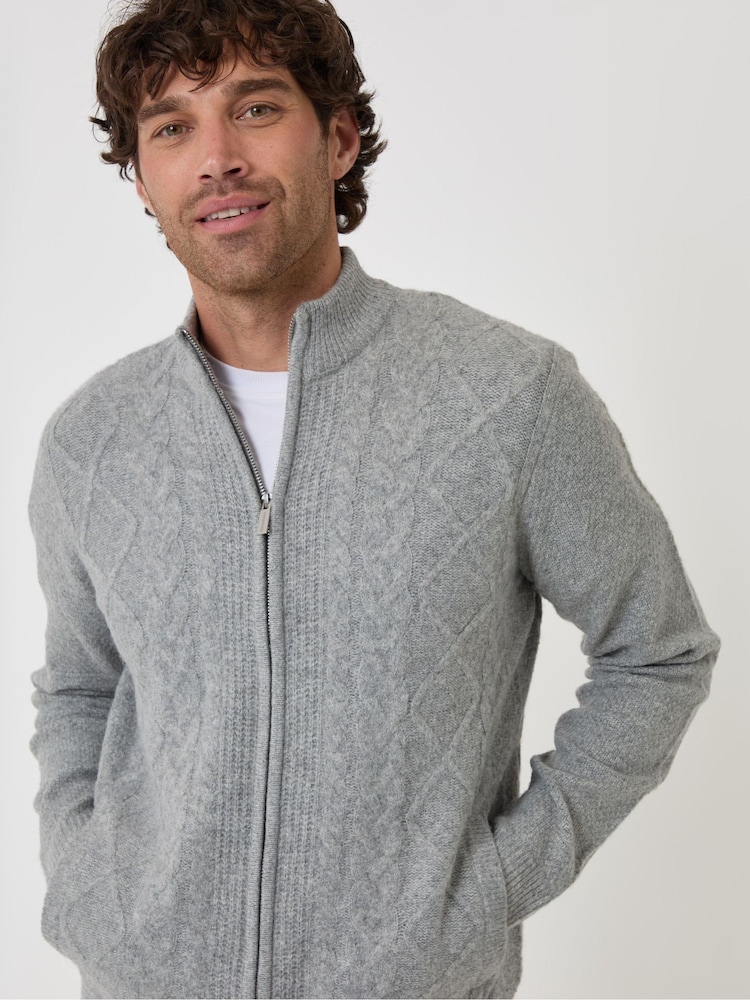 Threadbare Grey Cable Knit Zip Through Jumper - Image 5 of 5 Threadbare Grey Cable Knit Zip Through Jumper - Image 5 of 5