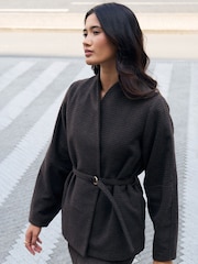 Threadbare Brown Faux Wool Cocoon Blazer - Image 1 of 4