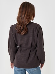 Threadbare Brown Faux Wool Cocoon Blazer - Image 2 of 4