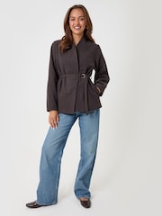 Threadbare Brown Faux Wool Cocoon Blazer - Image 3 of 4