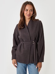 Threadbare Brown Faux Wool Cocoon Blazer - Image 4 of 4
