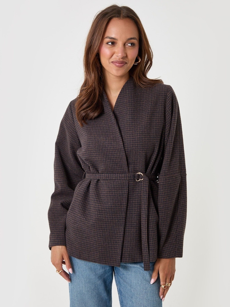 Threadbare Brown Faux Wool Cocoon Blazer - Image 4 of 4 Threadbare Brown Faux Wool Cocoon Blazer - Image 4 of 4