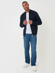 Threadbare Blue Cable Knit Zip Through Jumper - Image 4 of 5