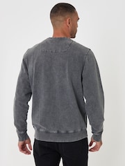 Threadbare Dark Grey Garment Dyed Crew Neck Sweatshirt - Image 3 of 4