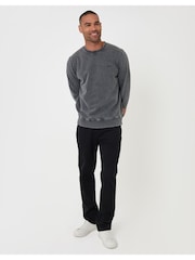 Threadbare Dark Grey Garment Dyed Crew Neck Sweatshirt - Image 4 of 4