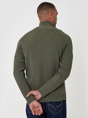 Threadbare Green Knitted Zip Up Funnel Neck Cardigan - Image 3 of 5