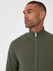 Threadbare Green Knitted Zip Up Funnel Neck Cardigan - Image 4 of 5