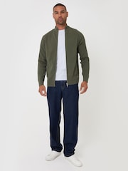 Threadbare Green Knitted Zip Up Funnel Neck Cardigan - Image 5 of 5