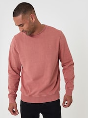Threadbare Pink Garment Dyed Crew Neck Sweatshirt - Image 1 of 4