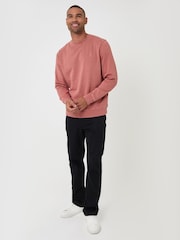Threadbare Pink Garment Dyed Crew Neck Sweatshirt - Image 3 of 4