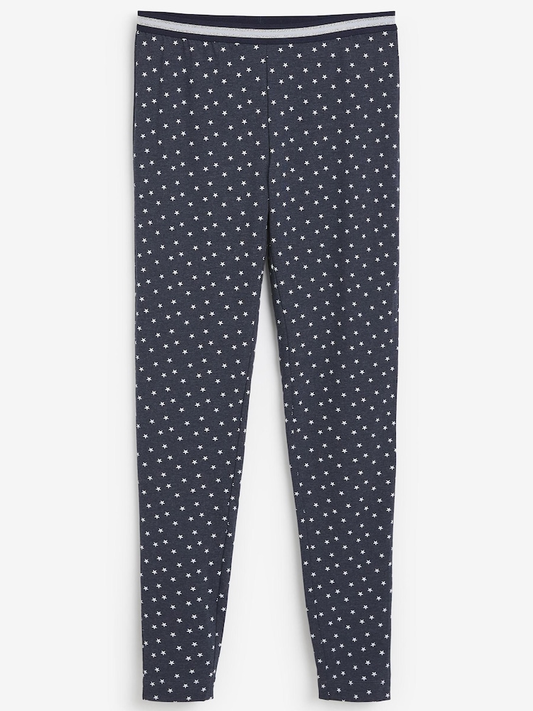 Navy Blue Stars Cotton Tunic And Legging Pyjamas Set - Image 7 of 7