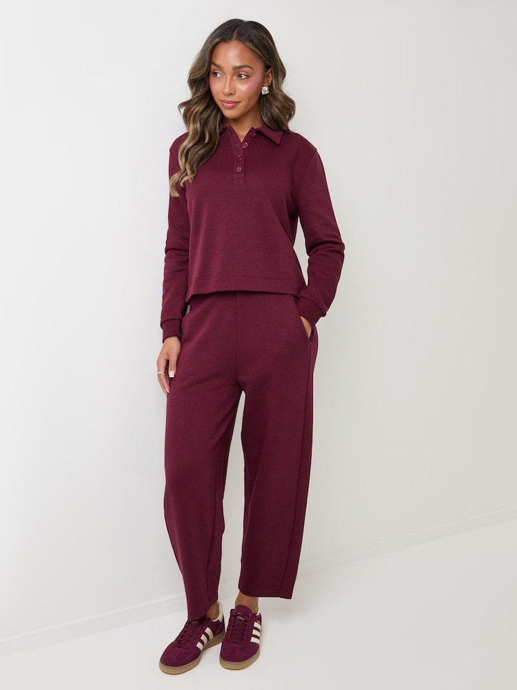 Threadbare Purple Polo Collar Barrel Leg Lounge Set - Image 1 of 4