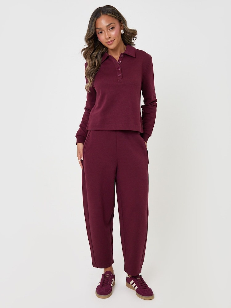 Threadbare Purple Polo Collar Barrel Leg Lounge Set - Image 2 of 4