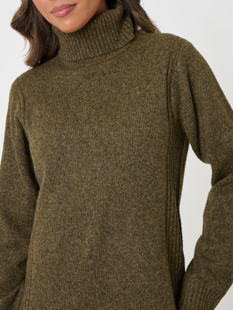 Threadbare Green Turtle Neck Mini Jumper Dress - Image 4 of 4