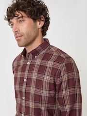 Rot - Threadbare Brushed Cotton Flannel Shirt - Bild 2 von 5