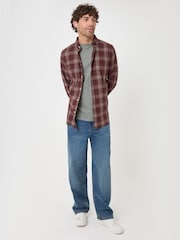 Rot - Threadbare Brushed Cotton Flannel Shirt - Bild 4 von 5