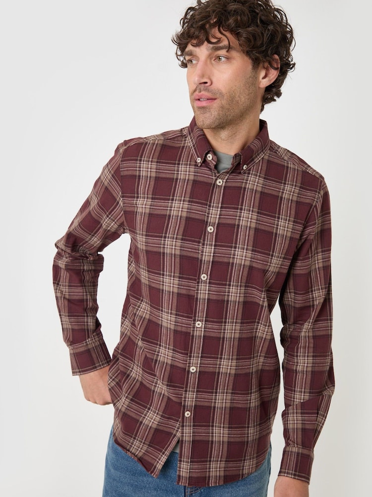 Rot - Threadbare Brushed Cotton Flannel Shirt - Bild 5 von 5 Rot - Threadbare Brushed Cotton Flannel Shirt - Bild 5 von 5