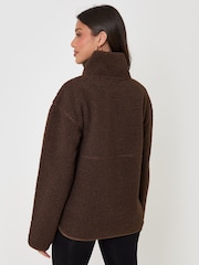 Threadbare Brown Half Zip Borg Fleece - Image 2 of 5