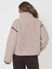 Threadbare Brown Tab Detail Funnel Neck Fleece - Image 3 of 5