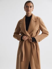 Reiss Camel Emile Petite Wool Belted Blindseam Coat - Image 3 of 6