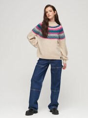 Superdry White Slouchy Pattern Knit Jumper - Image 2 of 6