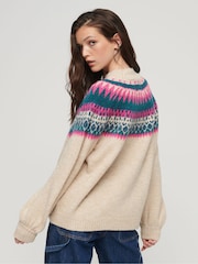 Superdry White Slouchy Pattern Knit Jumper - Image 4 of 6