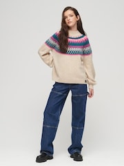Superdry White Slouchy Pattern Knit Jumper - Image 6 of 6