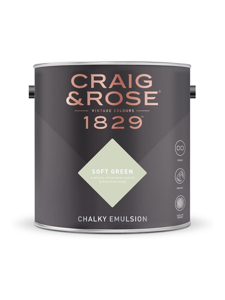 Craig & Rose Green Chalky Emulsion Soft Green Paint - Image 1 of 2