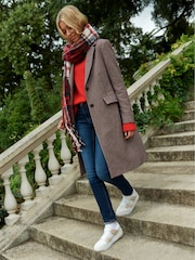 Tommy Hilfiger Red Wool Blend Classic Check Coat - Image 1 of 11