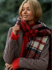 Tommy Hilfiger Red Wool Blend Classic Check Coat - Image 2 of 11