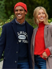Tommy Hilfiger Red Wool Blend Classic Check Coat - Image 3 of 11