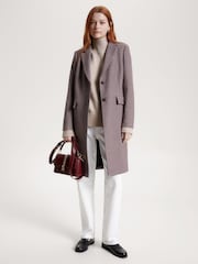 Tommy Hilfiger Red Wool Blend Classic Check Coat - Image 5 of 11