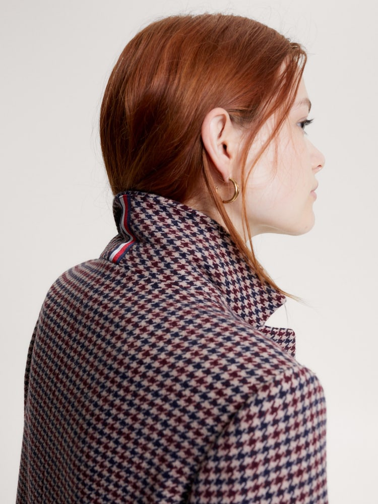 Tommy Hilfiger Red Wool Blend Classic Check Coat - Image 7 of 11